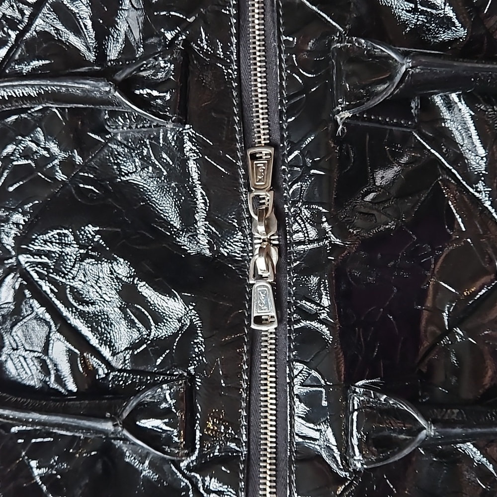 YSL Easy Y Logo Patent Leather Bag Black Silver - Picture 11 of 16